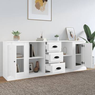 Sideboards 3 pcs White Engineered Wood