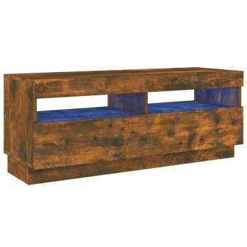 TV Cabinet with LED Lights Smoked Oak 100x35x40 cm