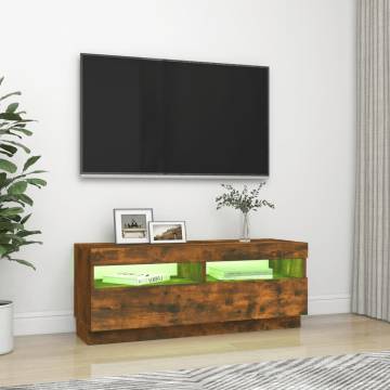 TV Cabinet with LED Lights Smoked Oak 100x35x40 cm