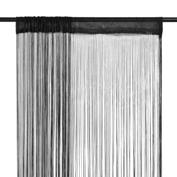 String Curtains 2 pcs 140x250 cm Black