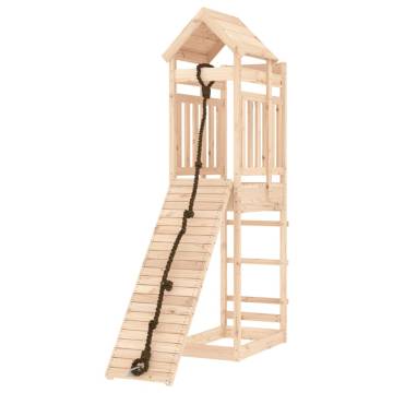 Playhouse with Climbing Wall Solid Wood Pine