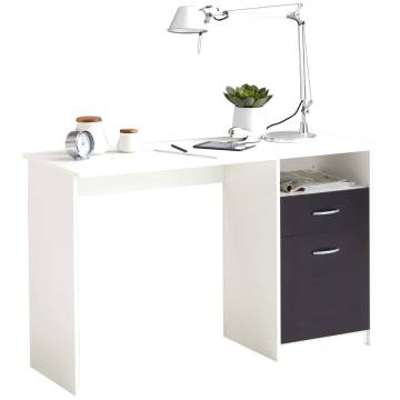 FMD Desk with 1 Drawer 123x50x76.5 cm White and Black