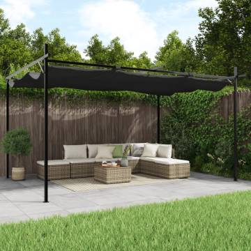 Pergola with Retractable Roof Anthracite 395x292x230 cm