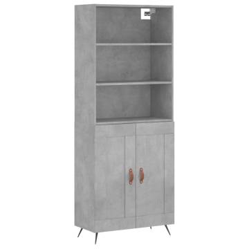 Highboard Concrete Grey 69.5x34x180 cm Engineered Wood