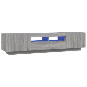 2 Piece TV Cabinet Set with LED Lights Grey Sonoma Engineered Wood