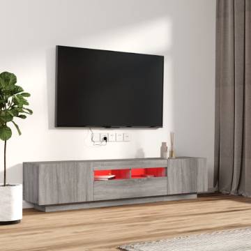 2 Piece TV Cabinet Set with LED Lights Grey Sonoma Engineered Wood