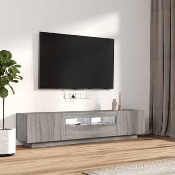 2 Piece TV Cabinet Set with LED Lights Grey Sonoma Engineered Wood