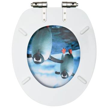 WC Toilet Seat with Soft Close Lid MDF Penguin Design