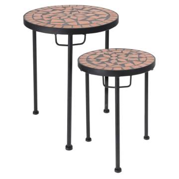 ProGarden 2 Pcs Side Table Set With Mosaic Top