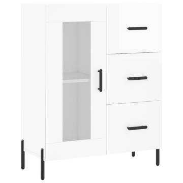 Highboard High Gloss White 69.5x34x180 cm Engineered Wood