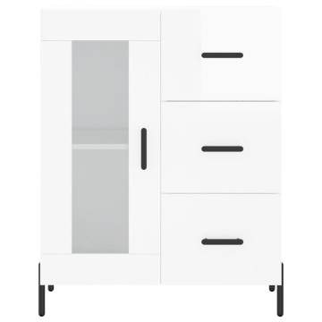 Highboard High Gloss White 69.5x34x180 cm Engineered Wood