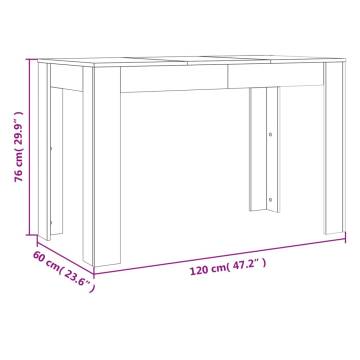 Dining Table Grey Sonoma 120x60x76 cm Engineered Wood