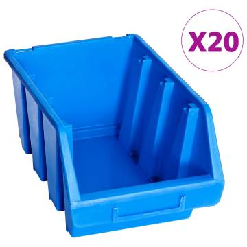 Stacking Storage Bins 20 pcs Blue Plastic