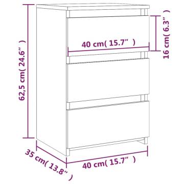 Bed Cabinet Brown Oak 40x35x62.5 cm Engineered Wood