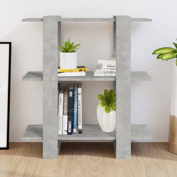 Book Cabinet/Room Divider Concrete Grey 80x30x87 cm