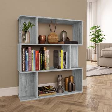 Book Cabinet/Room Divider Grey Sonoma 80x24x96cm Engineered Wood