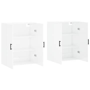 Wall Mounted Cabinets 2 pcs High Gloss White 69.5x34x90 cm