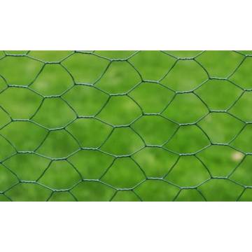 Chicken Wire Fence Galvanised with PVC Coating 25x0.5 m Green