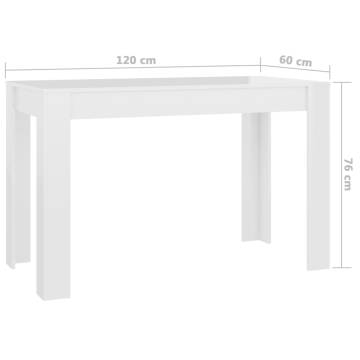 Dining Table High Gloss White 120x60x76 cm Engineered Wood