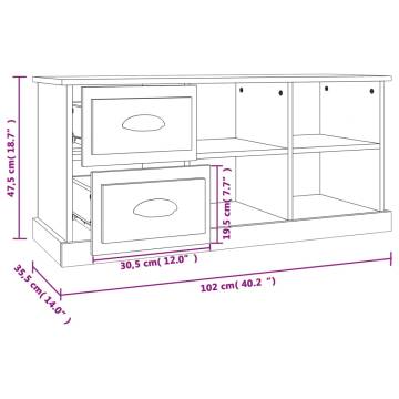 TV Cabinet White 102x35.5x47.5 cm Engineered Wood