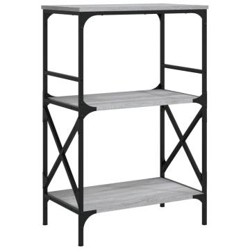 Bookcase 3-Tier Grey Sonoma 59x35x90.5 cm Engineered Wood