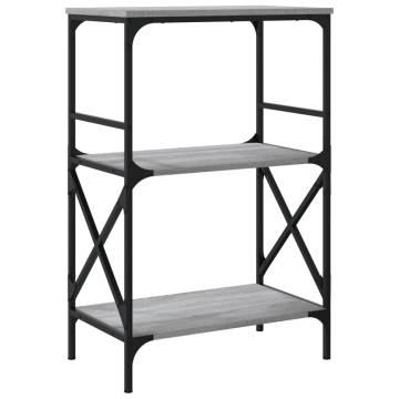 Bookcase 3-Tier Grey Sonoma 59x35x90.5 cm Engineered Wood