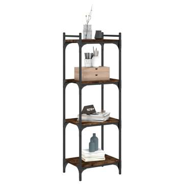 Bookcase 4-Tier Smoked Oak 40x30x120 cm Engineered Wood