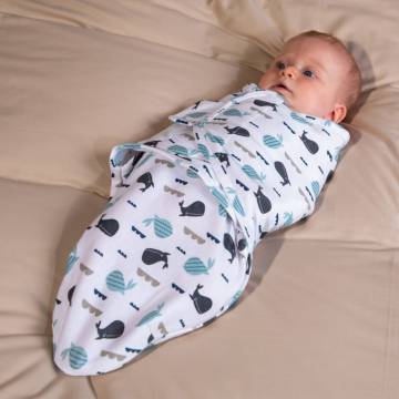 Bo Jungle Wrap Swaddling Blanket Ocean Whales S