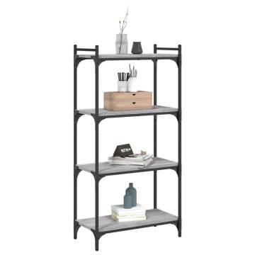 Bookcase 4-Tier Grey Sonoma 60x30x120 cm Engineered Wood