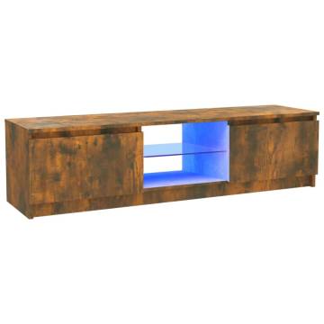 TV Cabinet with LED Lights Smoked Oak 120x30x35.5 cm