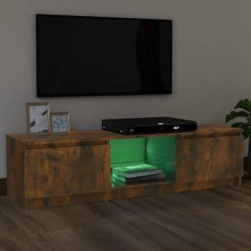 TV Cabinet with LED Lights Smoked Oak 120x30x35.5 cm