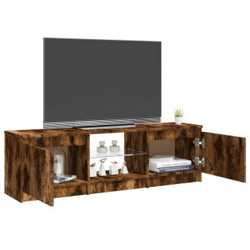 TV Cabinet with LED Lights Smoked Oak 120x30x35.5 cm