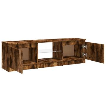 TV Cabinet with LED Lights Smoked Oak 120x30x35.5 cm