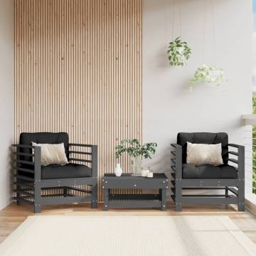 Garden Chairs 2 pcs Grey Solid Wood Pine