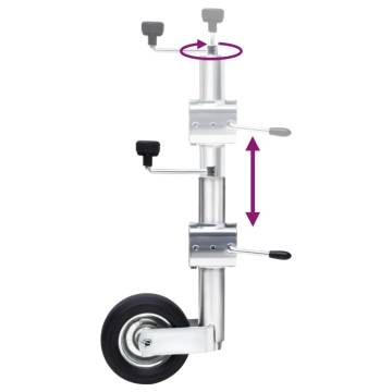 Jockey Wheel 60 mm with 2 Support Tubes and 3 Split Clamps