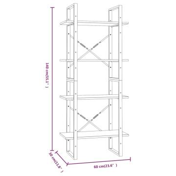 4-Tier Book Cabinet Grey Sonoma 60x30x140 cm Engineered Wood