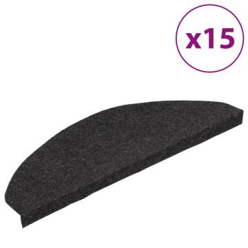 Stair Mats Self-adhesive 15 pcs 65x22.5x3.5 cm Black