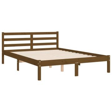 Bed Frame with Headboard Honey Brown Small Double Solid Wood