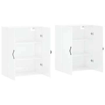 Wall Mounted Cabinets 2 pcs High Gloss White Engineered Wood