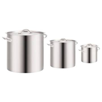 3 Piece Stock Pot Set 50/21/6 L Stainless Steel