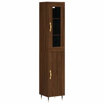 Highboard Brown Oak 34.5x34x180 cm Engineered Wood