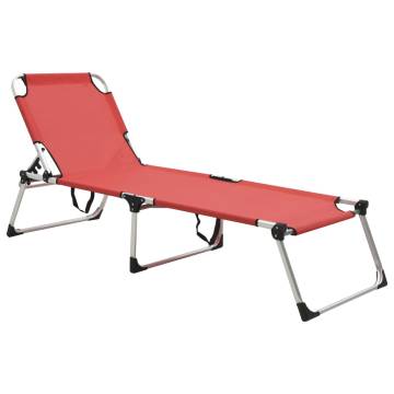 Extra High Folding Senior Sunbed Red Aluminium