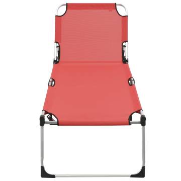 Extra High Folding Senior Sunbed Red Aluminium