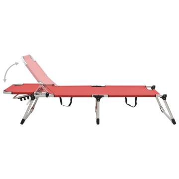 Extra High Folding Senior Sunbed Red Aluminium