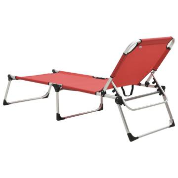 Extra High Folding Senior Sunbed Red Aluminium