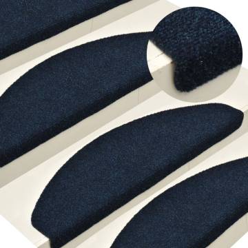 Self-adhesive Stair Mats 15 pcs Navy 56x17x3 cm Needle Punch