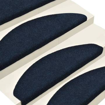 Self-adhesive Stair Mats 15 pcs Navy 56x17x3 cm Needle Punch