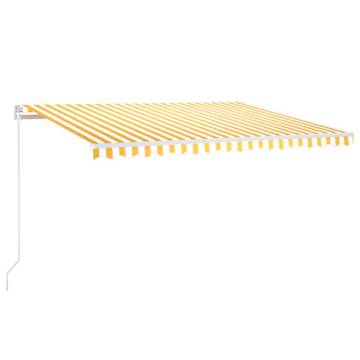 Manual Retractable Awning with LED 400x350 cm Yellow and White