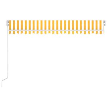 Manual Retractable Awning with LED 400x350 cm Yellow and White