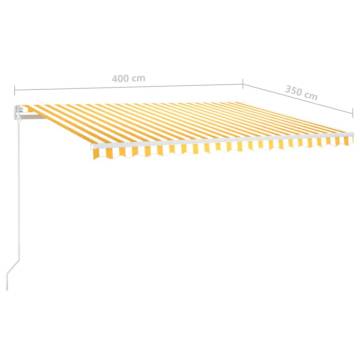 Manual Retractable Awning with LED 400x350 cm Yellow and White